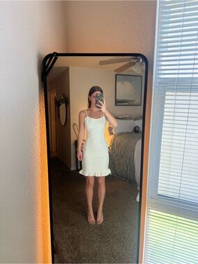 Lulu's Cream Ruffle-Hem Slip Mini Dress